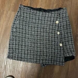 SHEIN Black and White Asymmetrical Tweed Skort